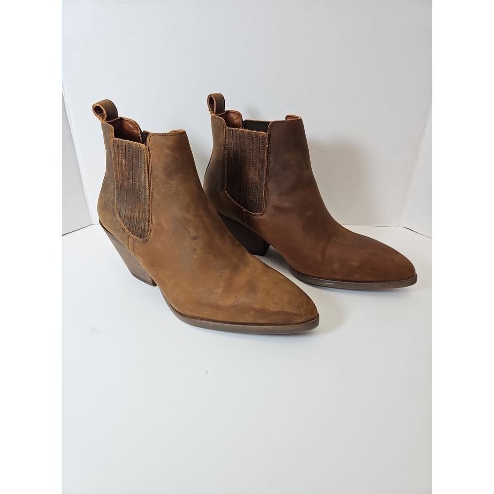 Patina Leather Ankle Boots Brown Women's Size 8